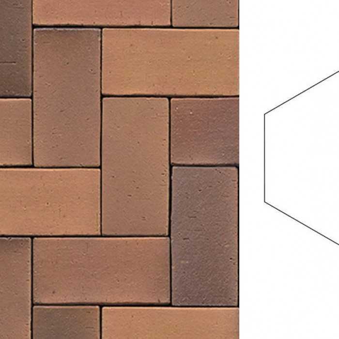 Клинкерная брусчатка Muhr №08S Lachsrot spezial, гексагон 200x20 мм