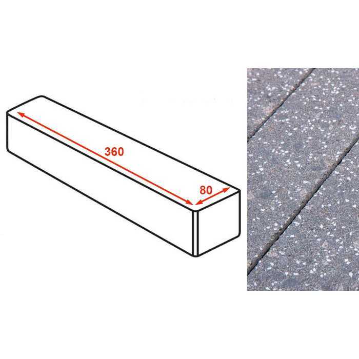 Плитка тротуарная Готика Granite FINERRO, ригель, Ильменит 360x80x80 мм