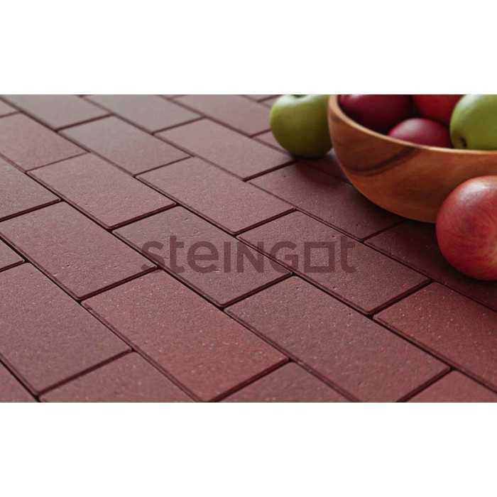 Плитка тротуарная Steingot Моно, Прямоугольник, фаска 1,5x1,5, темно-красный, 200x100x60 мм